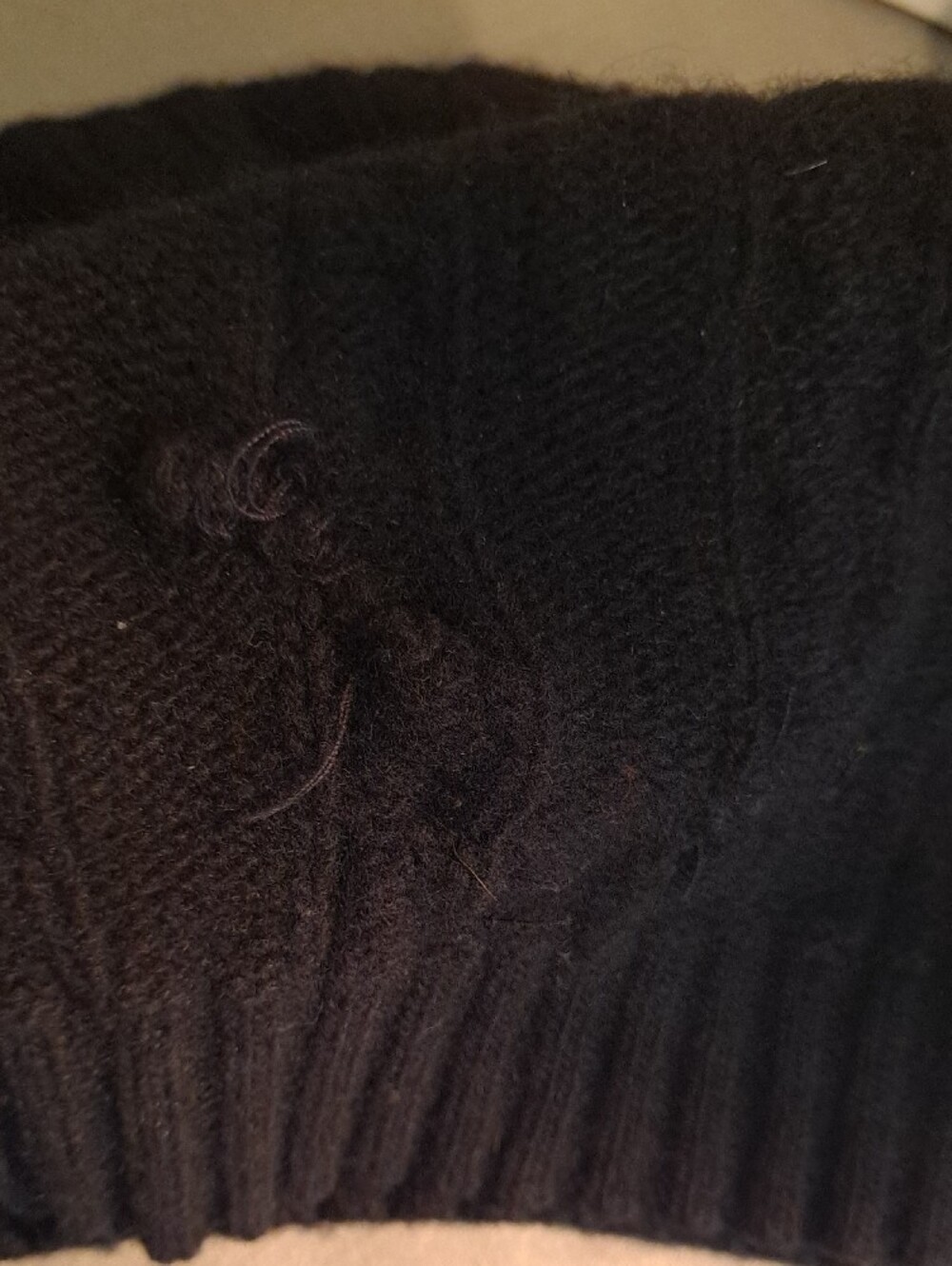 Portolano Italian Made Black 100% Cashmere Cable Knit Slouchy Beanie - Picture 7 of 7